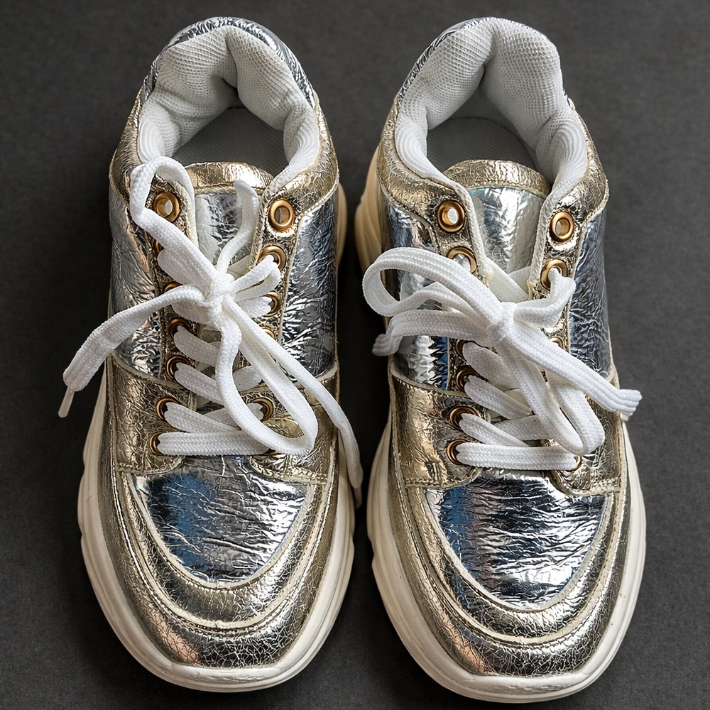 Gabrielle Union Metallic Sneakers Size 7 EUC Worn Once Great Condition